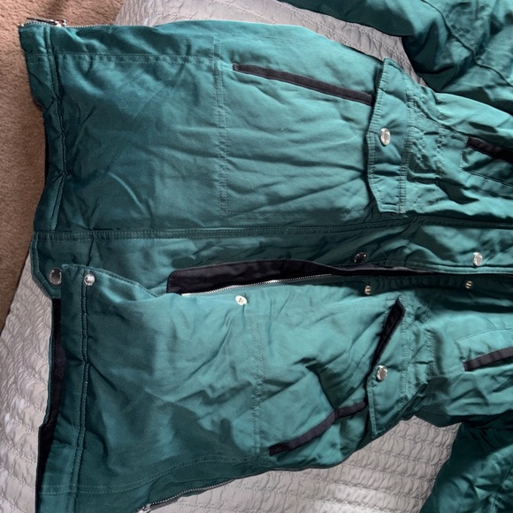 Hollister Women's Green Down Coat with Faux Fur Hood - Picture 8 of 11